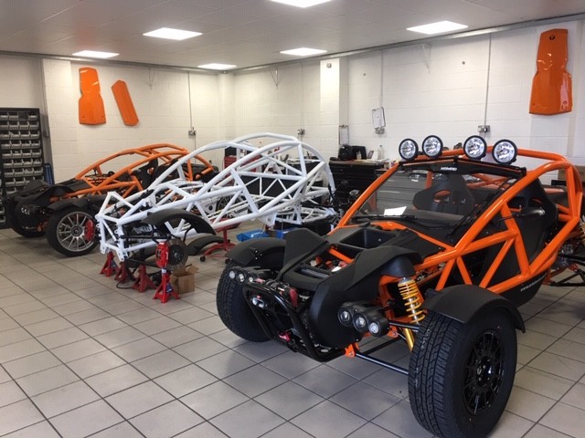 The famous Ariel Atom model, showcasing various stages of production.