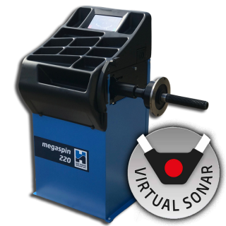 The brand new megaspin 220 wheel balancer now available with virtual sonar rim width detection.